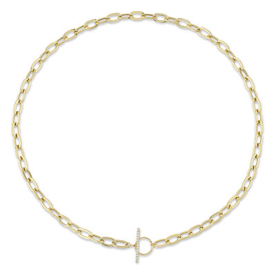 Diamond Paperclip Link Necklace in 14k Yellow Gold